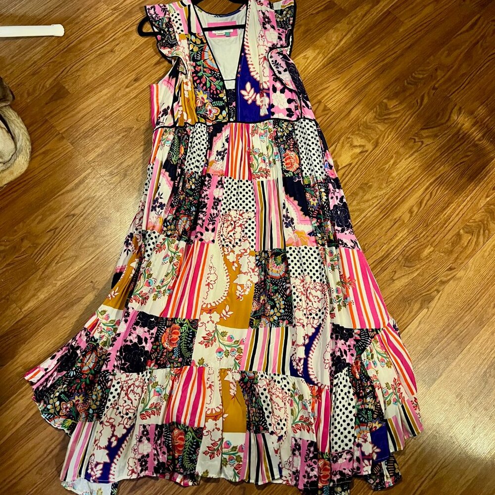 Anthropologie A+ Ruffled Patchwork Midi Dress - US size 18W